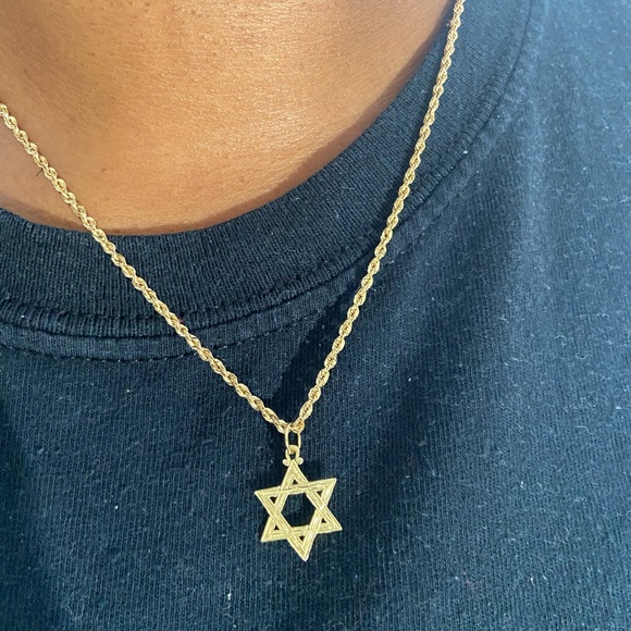 REAL 2mm 10k ROPE GOLD CHAIN 20 INCHES & AND REAL 14k STAR OF DAVID ✡️ STAMPED - Picture 4 of 16